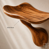 Rustic Wooden Floating Wall Shelf with Organic Bowl Design - image 4
