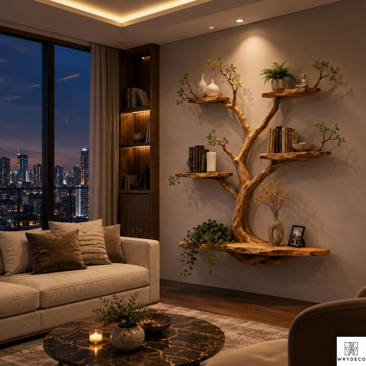 PREAUREUM Handcrafted Tree Branch Floating Shelf (C2)