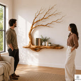 PREAUREUM Handcrafted Tree Branch Floating Wood Wall Shelf (C03)