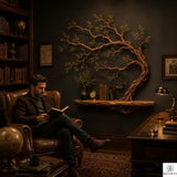 PREAUREUM Handcrafted Tree Branch Floating Wood Wall Shelf (C03)