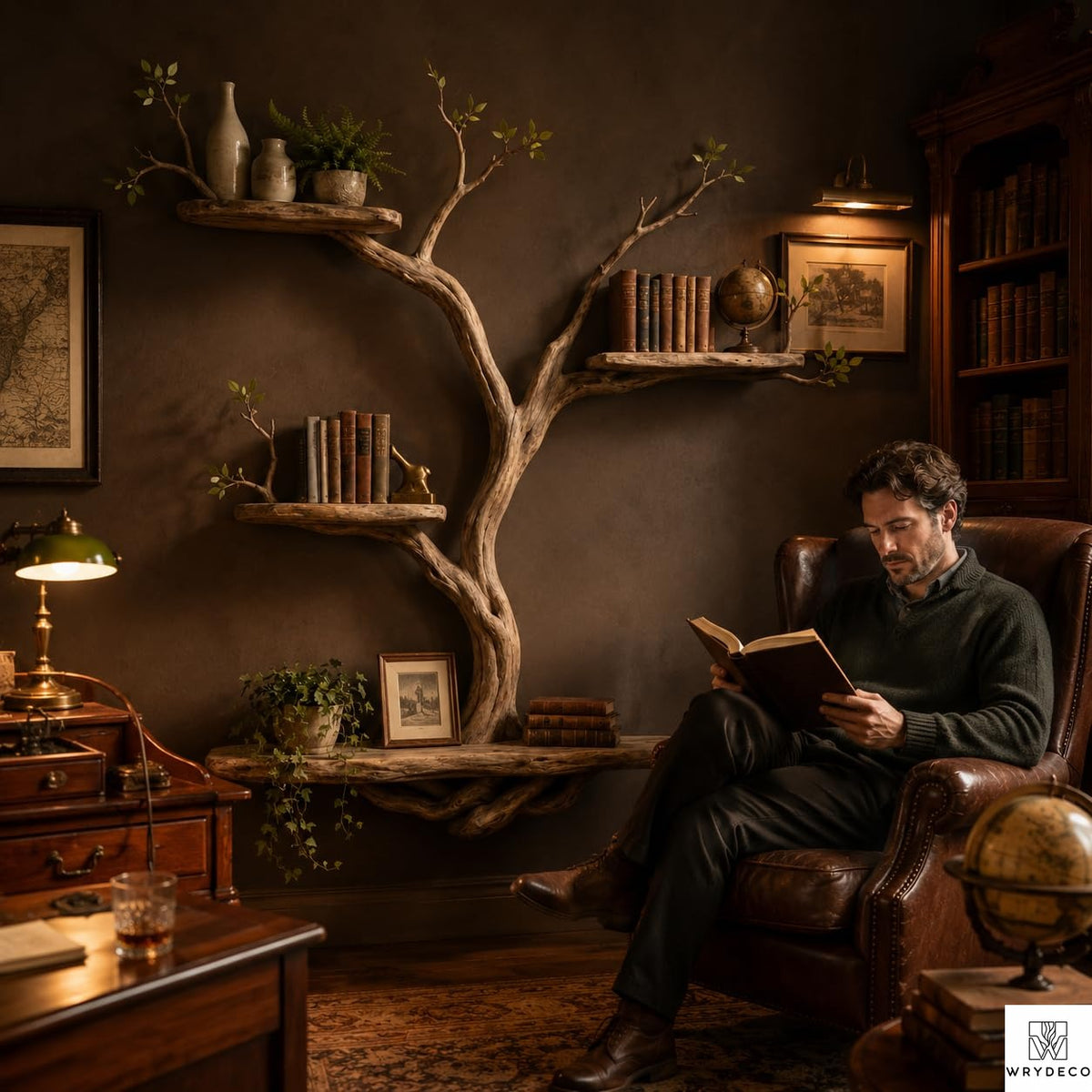PREAUREUM Handcrafted Tree Branch Floating Shelf (C2)