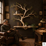 Handcrafted Tree Branch Floating Shelves – Unique Natural Wood Wall Shelf Set, Sculptural Art Display Bookcase for Living Room, Study, Bedroom & Home Library (2 Level Shelves) (C1)