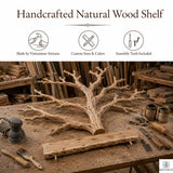 PREAUREUM Handcrafted Tree Branch Floating Wood Wall Shelf (C03)