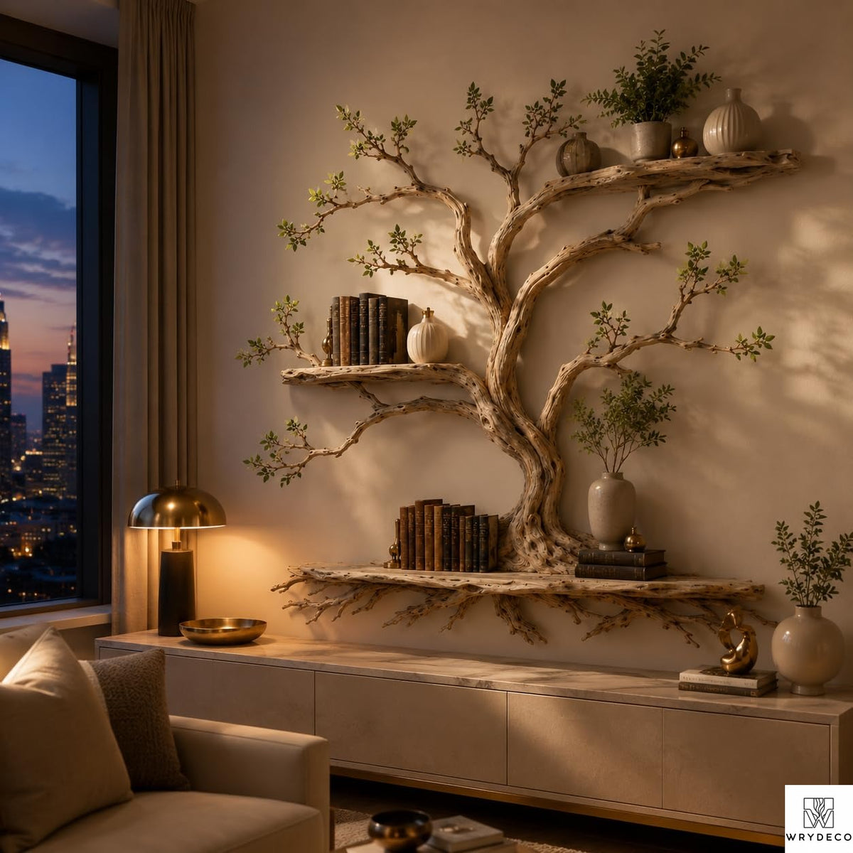 PREAUREUM Handcrafted Tree Branch Floating Shelf (C2)