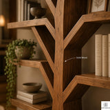 Tree Branch Floor Shelf Solid Wood Bookcase, Wall Mounted Vintage Bookshelf for Rustic Living Room Decor (Option 4)