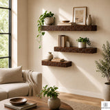 Handmade Fluted Wood Floating Shelf with Scalloped Trim - View 1. Textured Floating Wall Display Add warmth, texture, and practical display space to your wall with a handmade-style floating shelf featuring layered scalloped trim, vertical fluted details, and customizable sizing. 01 Fluted Wood-Inspired Design Layered scalloped trim and vertical fluted detailing give the shelf a warm, dimensional appearance that adds texture and decorative character to the wall. 02 Custom Sizing for Your Space Custom sizi...
