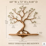 PREAUREUM Handcrafted Tree Branch Floating Wood Wall Shelf (C03)