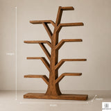 Tree Branch Floor Shelf Solid Wood Bookcase, Wall Mounted Vintage Bookshelf for Rustic Living Room Decor (Option 4)
