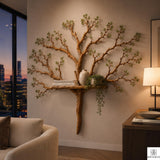 PREAUREUM Handcrafted Tree Branch Floating Wood Wall Shelf (C03)