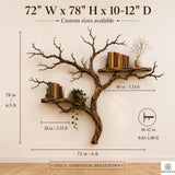 Handcrafted Tree Branch Floating Shelves – Unique Natural Wood Wall Shelf Set, Sculptural Art Display Bookcase for Living Room, Study, Bedroom & Home Library (2 Level Shelves) (C1)