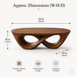 WAZARO Handmade Curved Oak Wood Coffee Table - Custom Wave Centerpiece - The Infinity