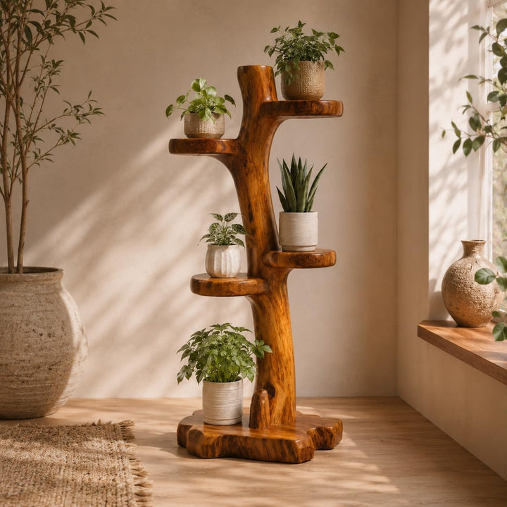 Freestanding Wooden Tree Plant Stand