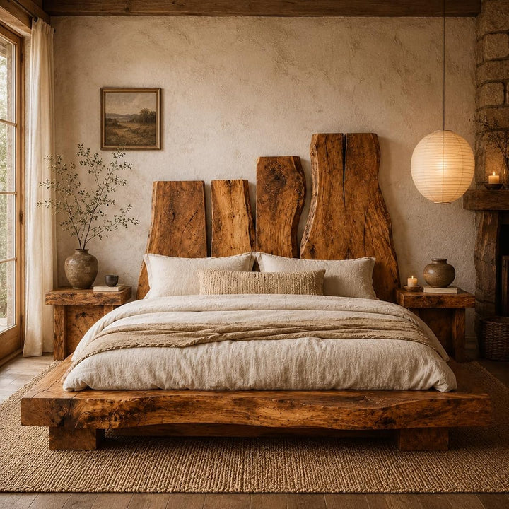 Rustic Wood Live Edge Headboard Panel for Bedrooms