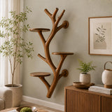 Natural Wood Wall Mounted Cat Climbing Tree for Indoor Cats - image 2