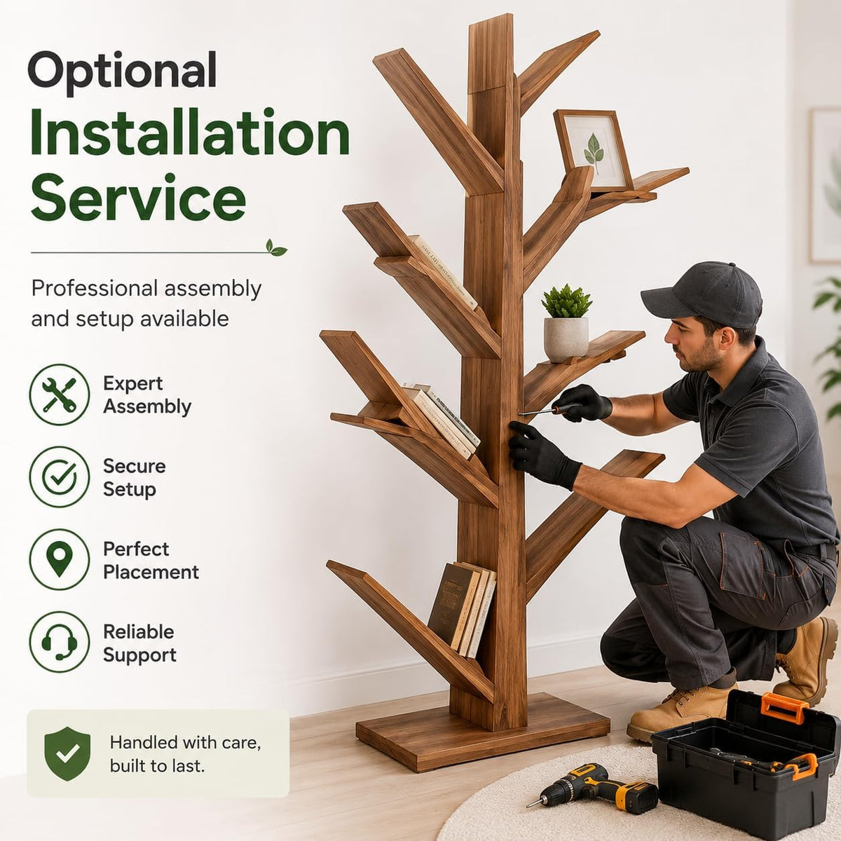 Luxury Live Edge Natural Wood Tree Branch Bookshelf