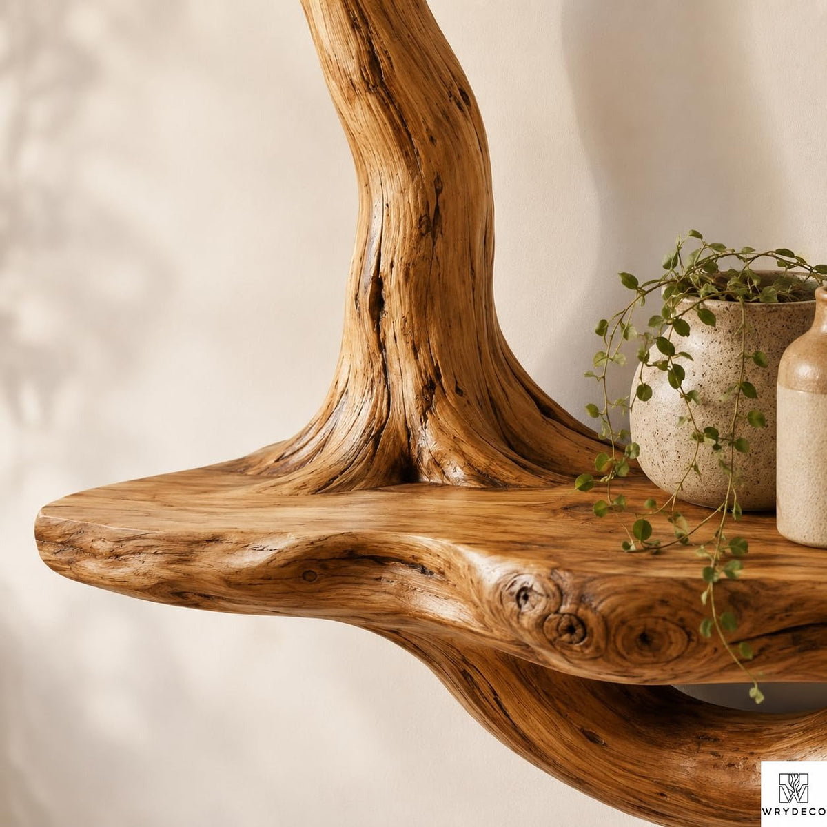 PREAUREUM Handcrafted Tree Branch Floating Wood Wall Shelf (C03)