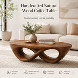 WAZARO Handmade Curved Oak Wood Coffee Table - Custom Wave Centerpiece - The Infinity