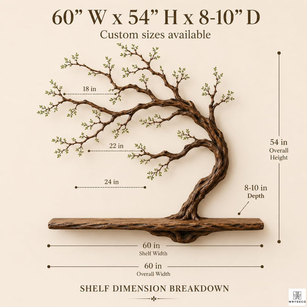 Handcrafted Tree Branch Floating Wood Shelf C02