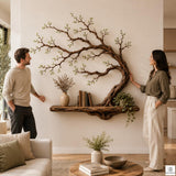 Handcrafted Tree Branch Floating Wood Shelf C02