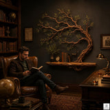 Handcrafted Tree Branch Floating Wood Shelf C02