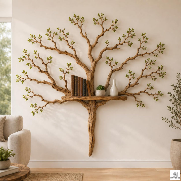 Handcrafted Tree Branch Floating Wood Shelf C05