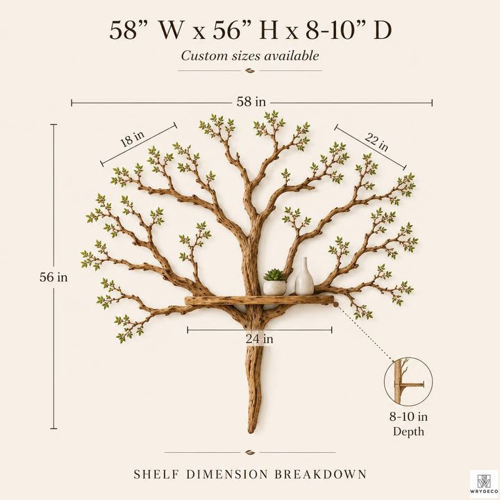 Handcrafted Tree Branch Floating Wood Shelf C05