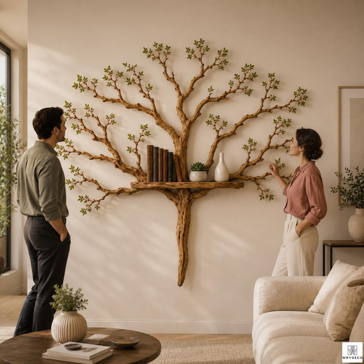 Handcrafted Tree Branch Floating Wood Shelf C05