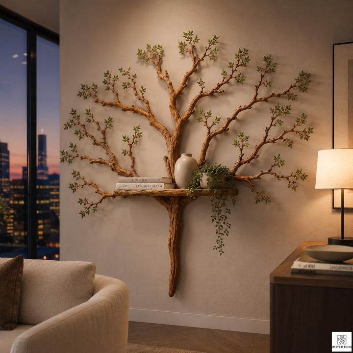 Handcrafted Tree Branch Floating Wood Shelf C05
