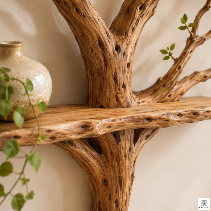 Handcrafted Tree Branch Floating Wood Shelf C05