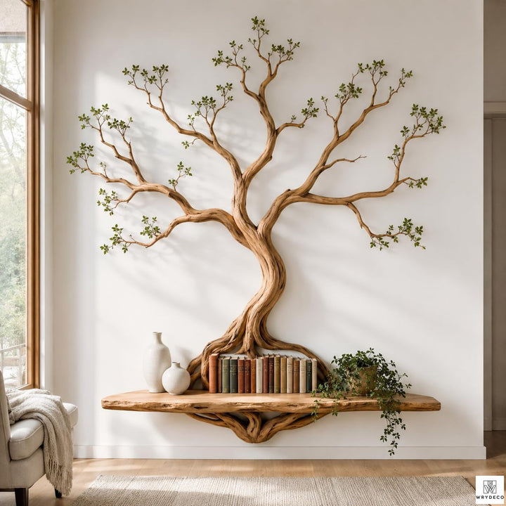 Handcrafted Tree Branch Floating Shelf for Wall Display
