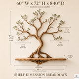 Handcrafted Tree Branch Floating Shelf for Wall Display