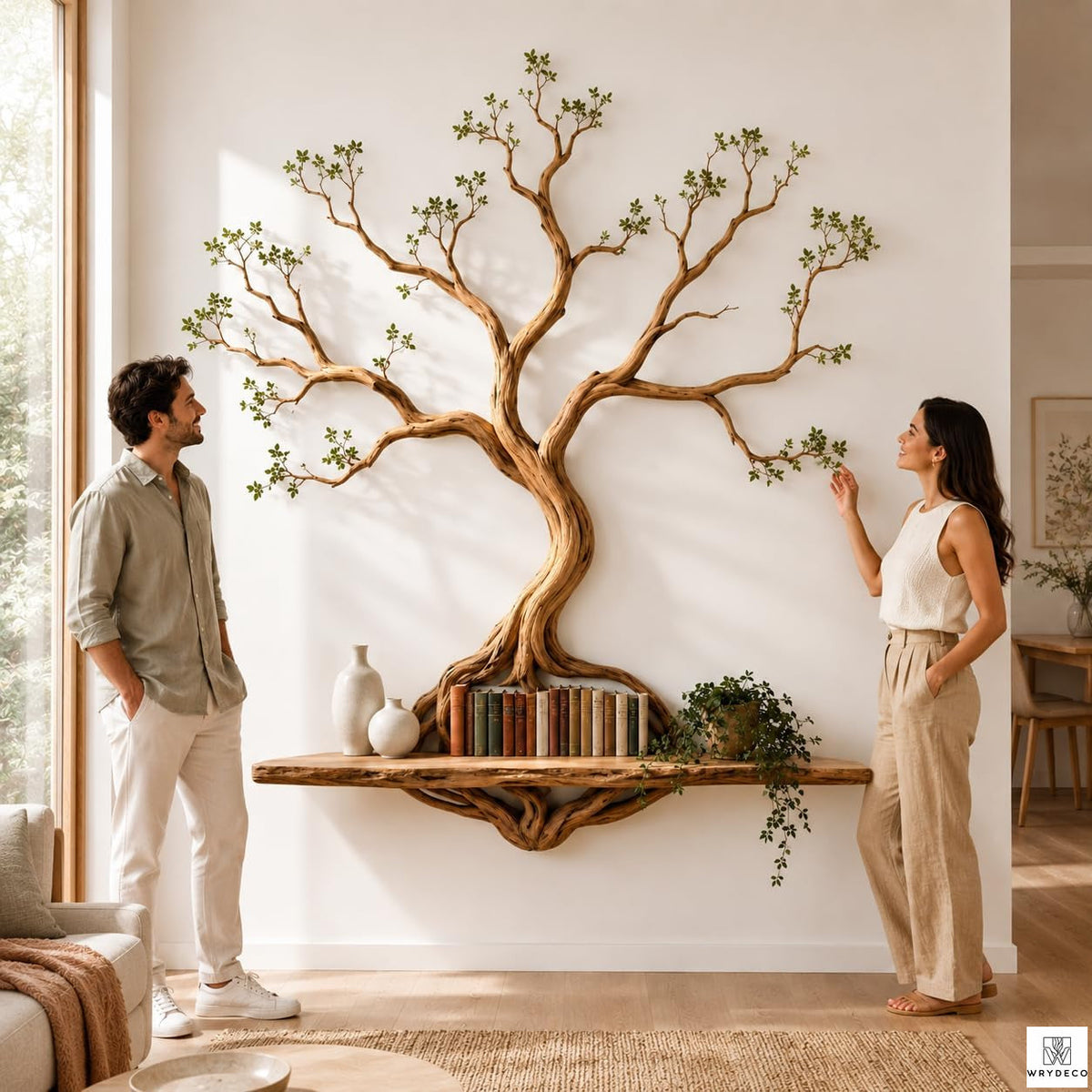 Handcrafted Tree Branch Floating Shelf for Wall Display