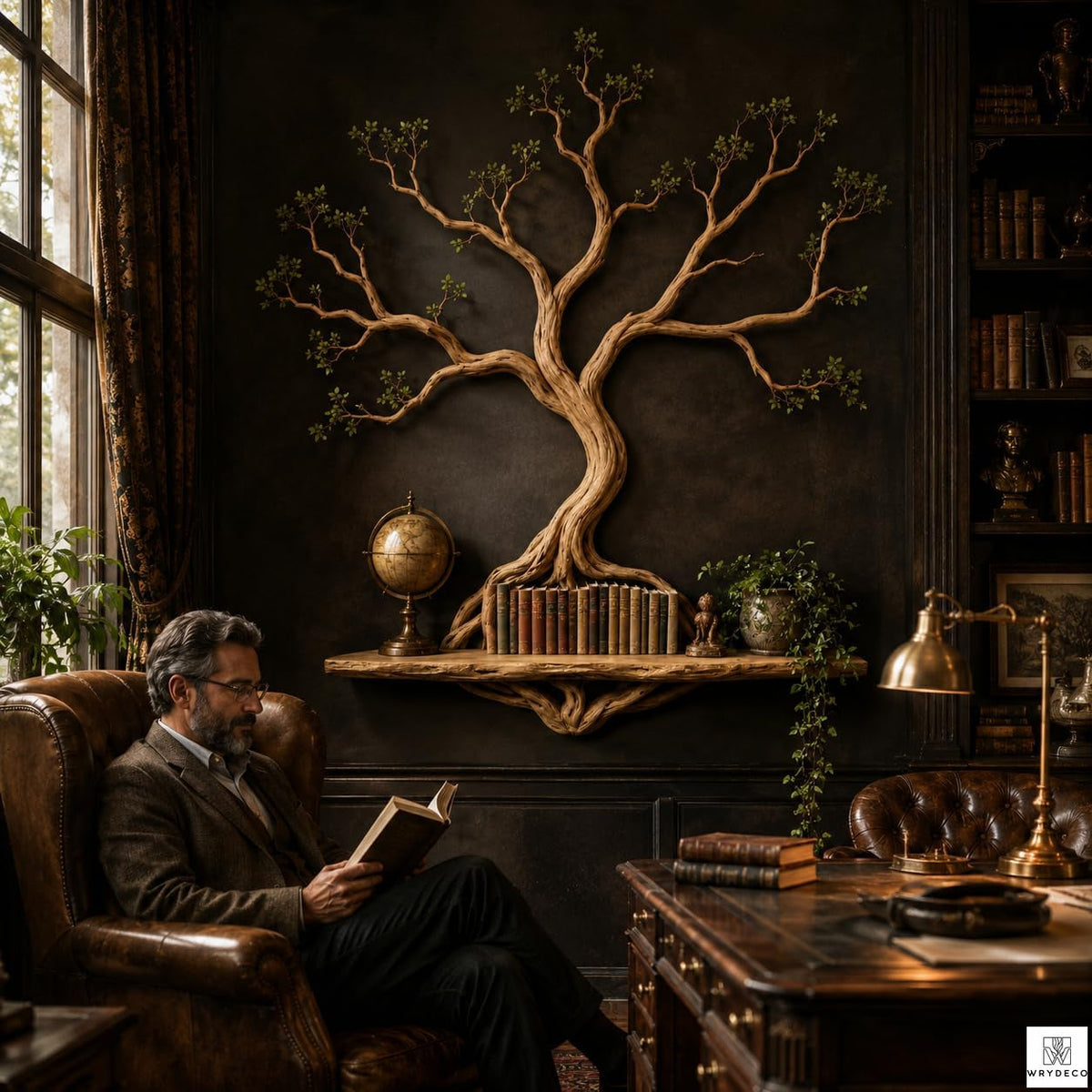 Handcrafted Tree Branch Floating Shelf for Wall Display