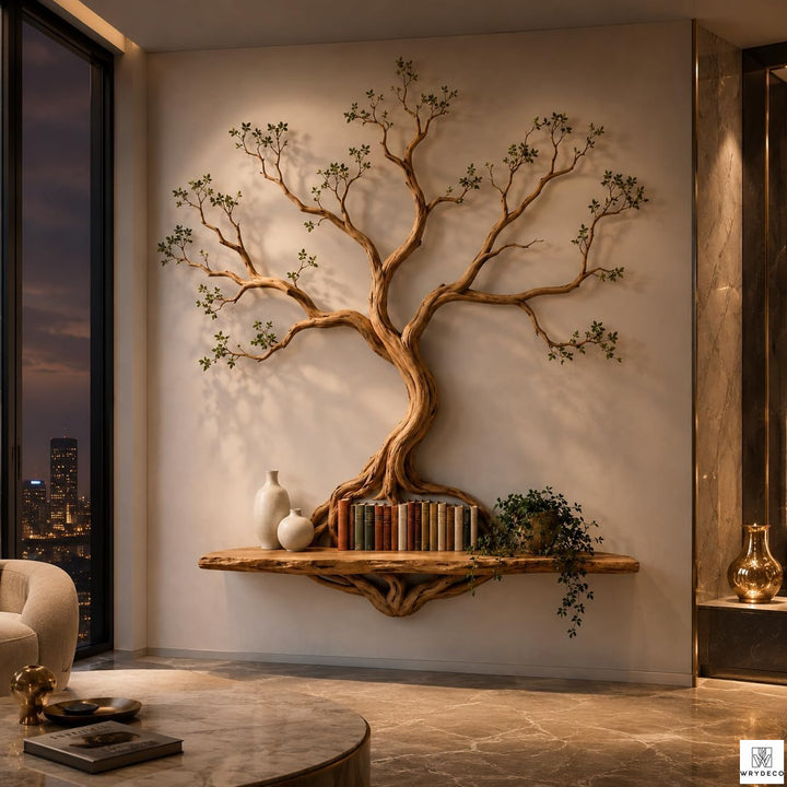 Handcrafted Tree Branch Floating Shelf for Wall Display
