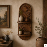 Solid Wood Arched Floating Two Tier Wall Shelf