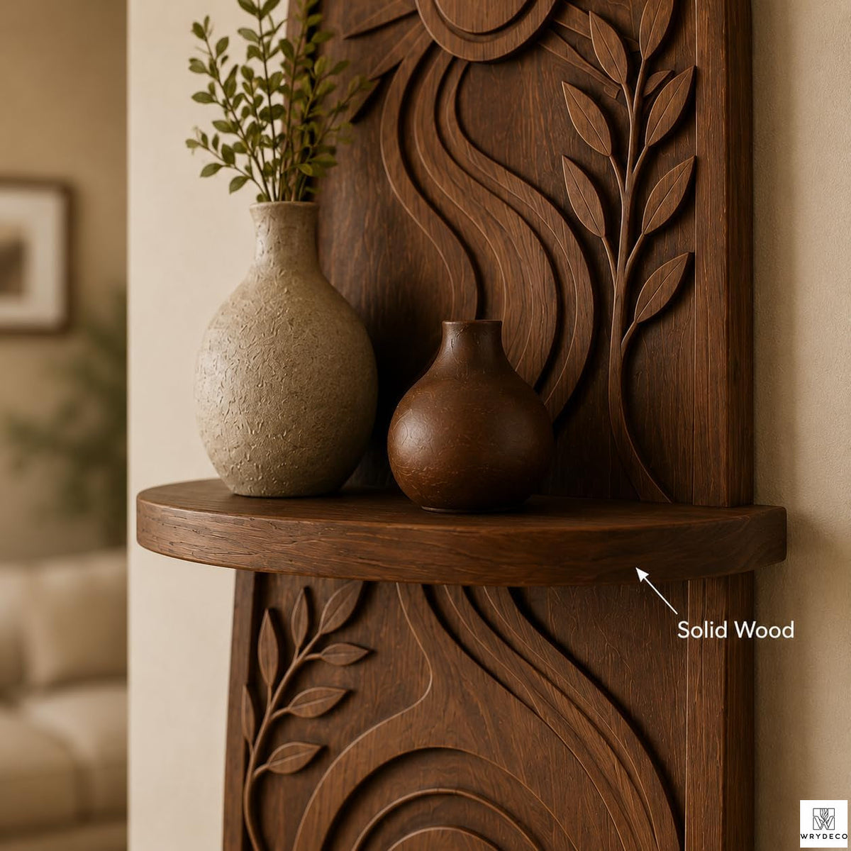 Solid Wood Arched Floating Two Tier Wall Shelf