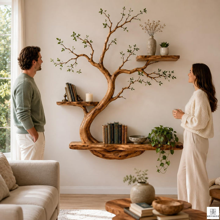 Sculptural Tree Branch Floating Shelf, Three Levels