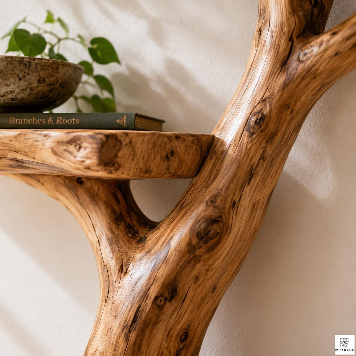 Sculptural Tree Branch Floating Shelf, Three Levels