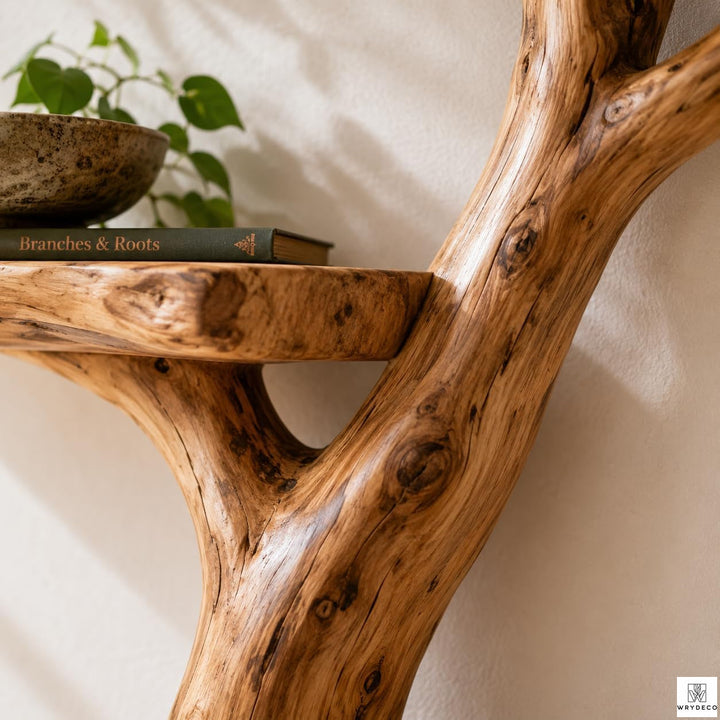 Sculptural Tree Branch Floating Shelf, Three Levels
