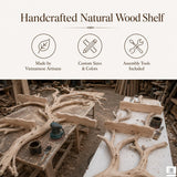 Handcrafted Tree Branch 3-Level Floating Wood Shelf C2