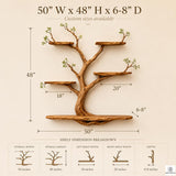 Natural Wood Tree Branch Floating Shelf, Three Levels