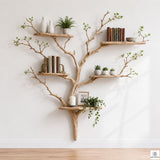 Handcrafted Tree Branch 3-Level Floating Wood Shelf C5