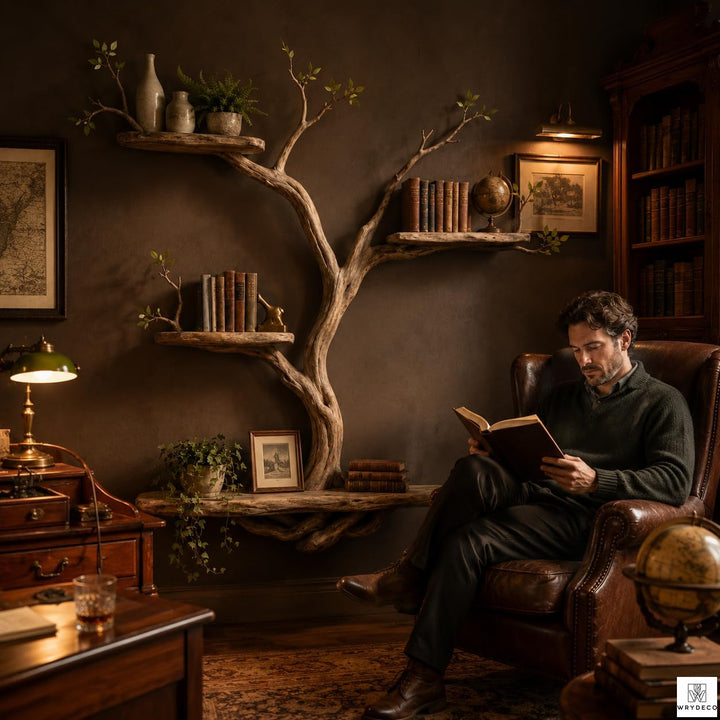 Handcrafted Tree Branch Floating Shelf, Three Levels