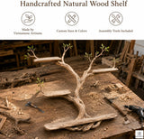 Handcrafted Tree Branch Floating Shelf, Three Levels