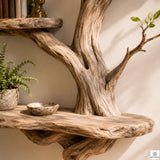 Handcrafted Tree Branch Floating Shelf, Three Levels