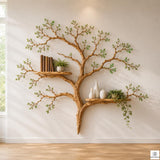 Handcrafted Tree Branch Floating Wood Wall Shelf C5