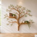 Handcrafted Tree Branch Floating Wood Wall Shelf C5
