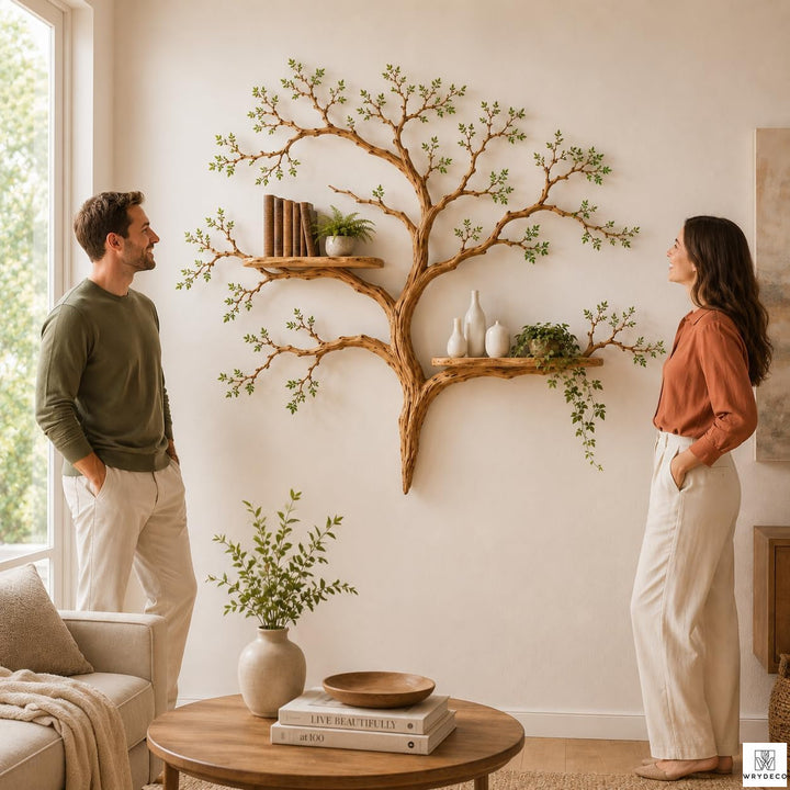Handcrafted Tree Branch Floating Wood Wall Shelf C5