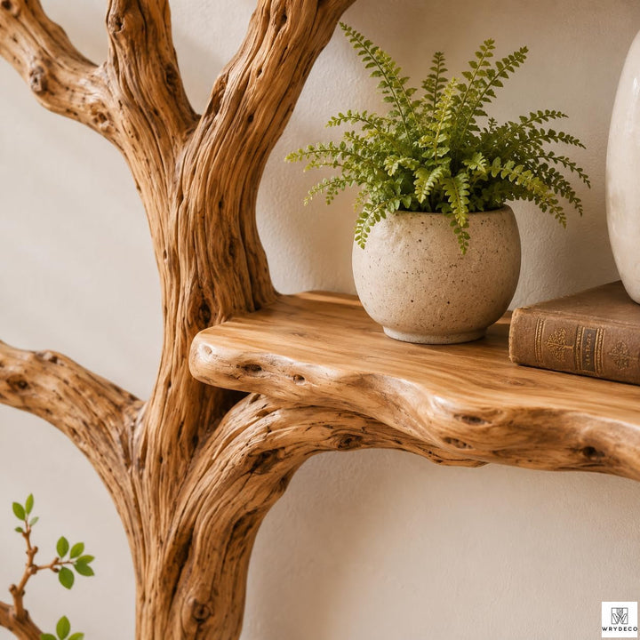 Handcrafted Tree Branch Floating Wood Wall Shelf C5