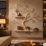 Handcrafted Tree Branch Floating Wood Wall Shelf C2